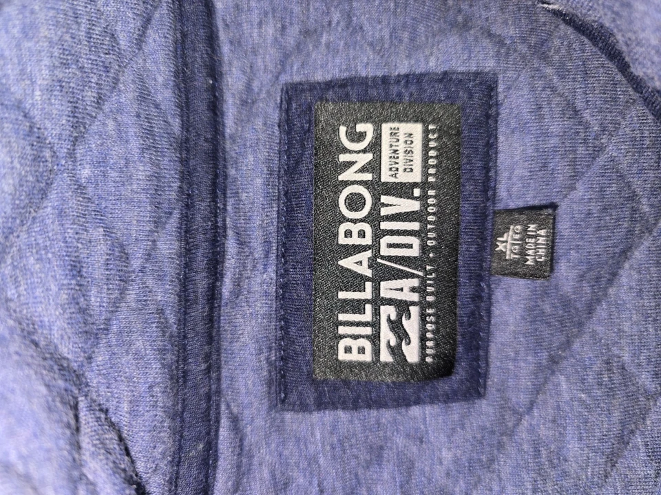 Billabong Men’s Medium Quilted ¼ Zip Pullover Heather Blue Front Pocket - Image 3 of 4