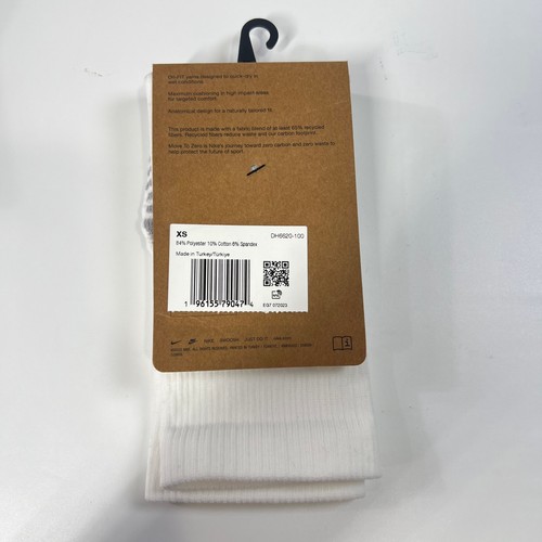 Nike Strike Soccer Crew Socks Youth XS 13C-3Y White Black Dri-FIT DH6620-100 - Picture 3 of 4