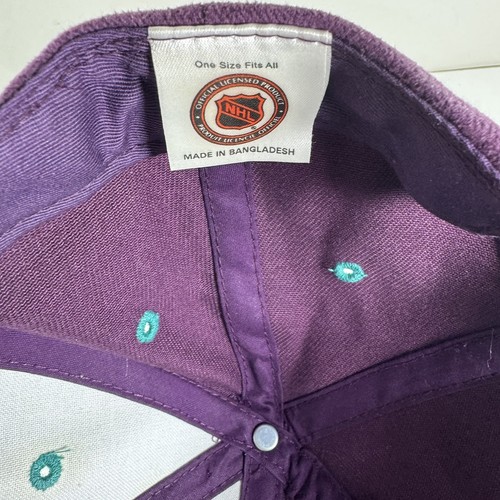 Vintage Mighty Ducks Anaheim Logo Athletics Strapback Hat Purple Embroidered NHL - Picture 6 of 7