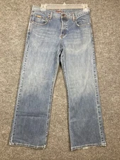 Eddie Bauer Mens 34 x 32 Button Fly Boot Cut Medium Wash Denim Blue Jeans