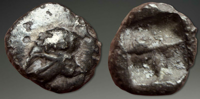 Ionia. Uncertain Mint. AR Hemiobol or Tetartemorion, ca. 600 550 BC.