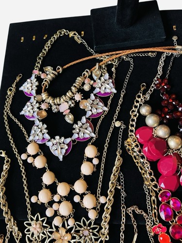 Modern Chunky Blue & Orange Color Rhinestone Statement Necklaces & Bracelet 20 - Picture 5 of 17