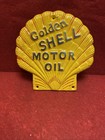Golden Shell Motor Oil Cast Iron Automobilia Sign Plaque 17cm Man Cave