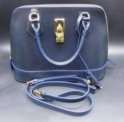 Samantha Thavasa Navy Blue Leather Handbag Shoulder Bag (Adjustable Straps) - Picture 11 of 13