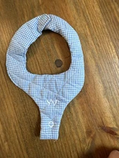 Vintage Handmade Baby Bib Binky Pacifier Keeper “W” Initial Gingham Blue