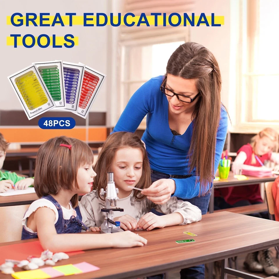 48 Piezas Preparadas Microscopio Diapositivas Espécimen Animales Insectos Plantas Flores Muestra Foto 2 de 4