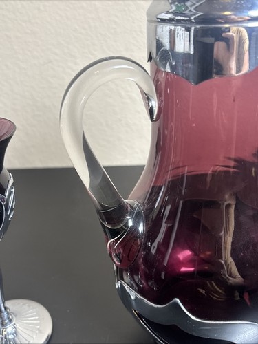FARBER BROS CAMBRIDGE GLAS AMETHYST COCKTAIL SHAKER GLAS SET - Bild 12 von 15
