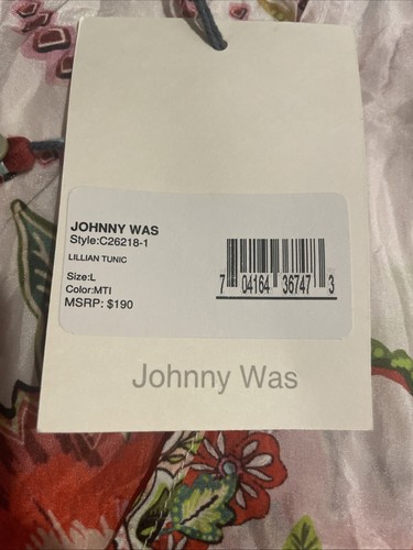 Johnny Was Lillian Tunic Short Sleeve Size Large 100% Silk - Picture 4 of 10