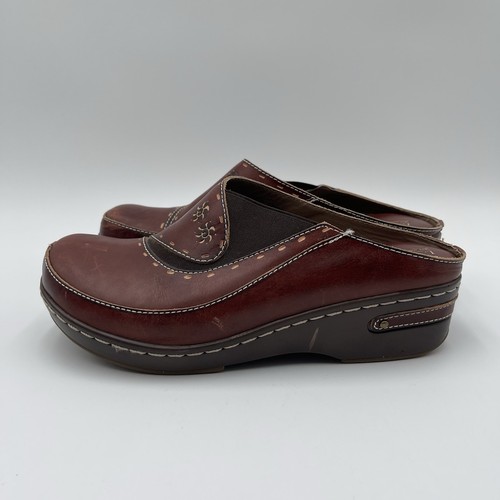 L'Artiste Spring Step Chino Shoes Women's 40/ 9 Brown Wedge Mule Clogs - Picture 2 of 16