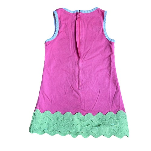Hartstrings Girls Dress Size 4 Green Pink Flower Ric Rac Spring Summer - Picture 2 of 5