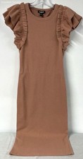 Women’s Pink Beige Express Short Ruffle Sleeve Dress Size S NWT