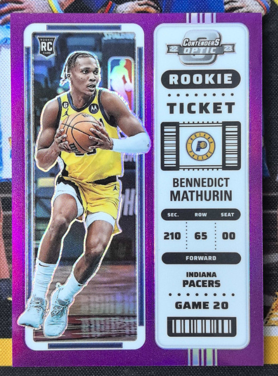 Bennedict Mathurin 2022-23 Panini Contenders Optic 07/15 Rookie Ticket Purple #7