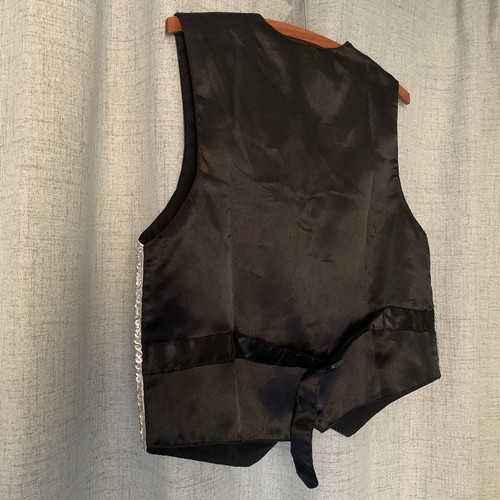 JC Brand Unisex Size S -001 USA Sequin Beaded Formal Vest Silver Black/RN: 90965 - Picture 5 of 15