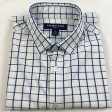 Mizzen+Main Mens Shirt M Long Sleeve Button Up Leeward Blue Check Untuck Slim