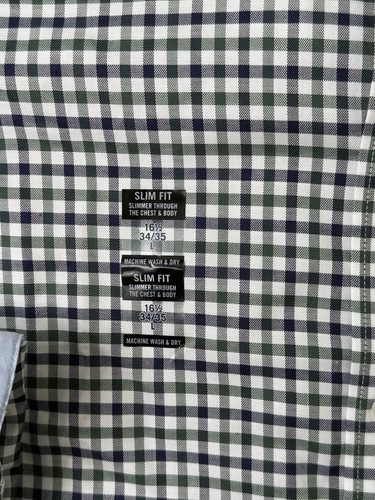 Tommy Hilfiger THFlex Dress Shirt Lightweight Slim Green Check 16.5 L 34/35 - Picture 11 of 14