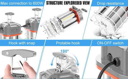 150W LED Temporary Work Light Industrial Construction High Bay Linkable Lamp ETL - Picture 7 of 7