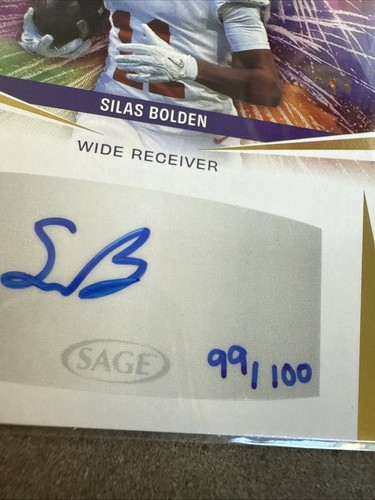 2025 Sage High Series Silas Bolden Rookie RC Auto Vikings Texas Longhorns /100 - Picture 2 of 3