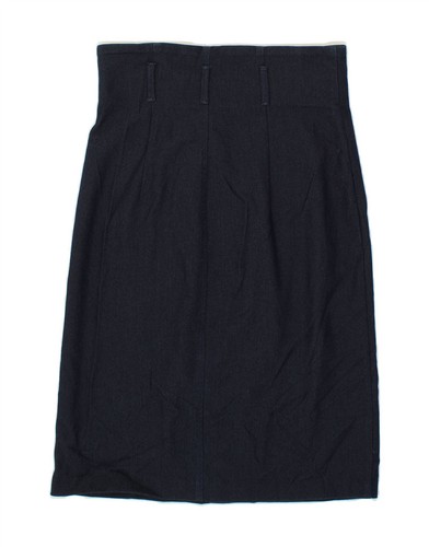 BENETTON Womens Wrap Skirt UK 12 Medium W30 Navy Blue Cotton BV05 - Picture 2 of 4