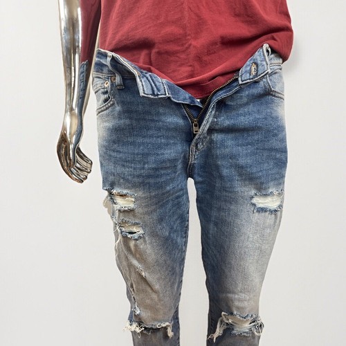 Aeropostale Jeans Skinny Tapered Distressed No Hem Men's 31x32 - Picture 12 of 14