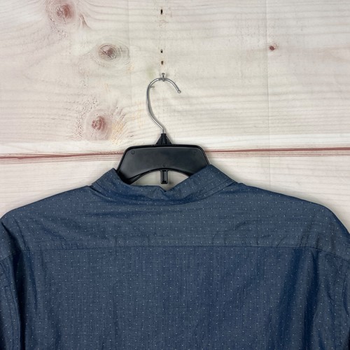 Express Shirt Mens XXL Blue Mini Dot Button Up Long Sleeve Collar Cotton 2XL - Picture 8 of 8