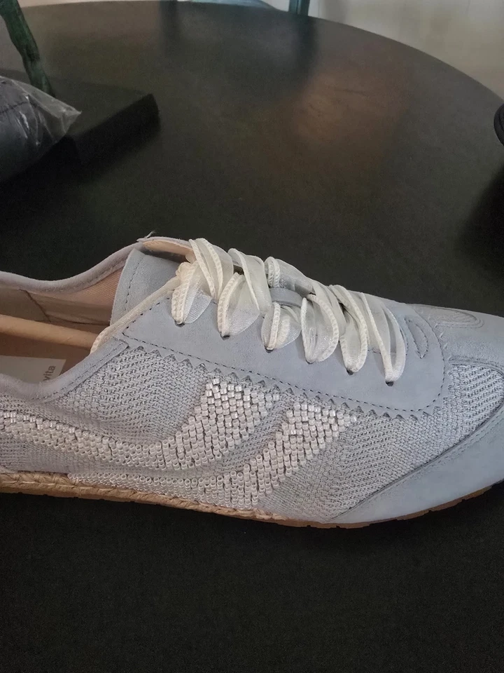 dolce vita 绒面革串珠口音运动鞋女式 9 黄麻装饰丝带鞋带蓝色 全新 — 第 4/4 张图片