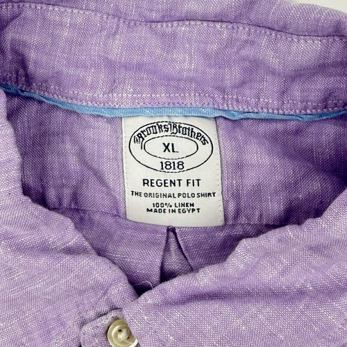 Brooks Brothers 1818 100% Linen Regent Short Sleeve Button Up Purple ShirtXL - Picture 4 of 8