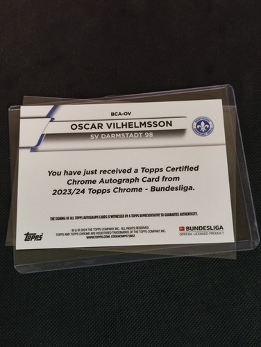 2024 topps chrome oscar vilhelmsson auto #bca-ov sv darmstadt 98 - Picture 2 of 2