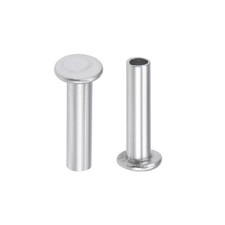 100Pcs 2.5mm x 10mm Aluminum Flat Head Semi-Tubular Rivets Silver Tone