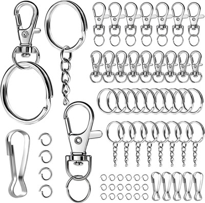 LEOBRO 145PCS Key Rings and Keychain Clips, Keychain Making Kit, Lobster Claw Cl