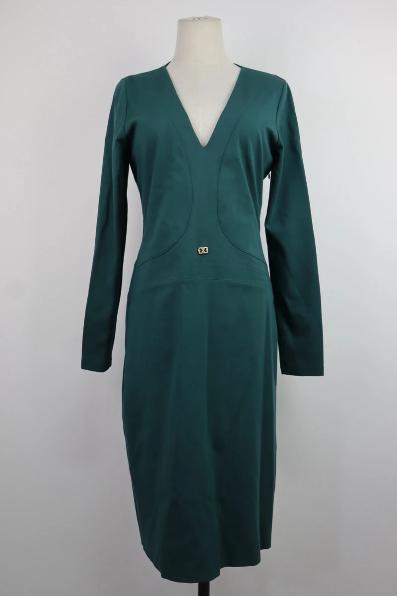 Abito Midi Donna A Maniche Corte In Cotone Elasticizzato - Verde, Taglia XL, Occasioni Speciali - 3