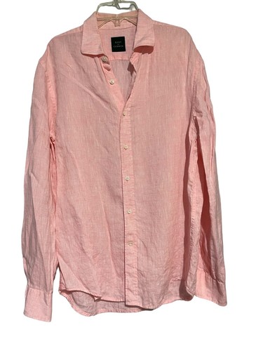 Camisa de lino con botones Kent Curwen rosa playera talla L para hombre - Imagen 2 de 4