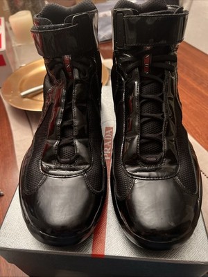 Prada Linea Rossa America s Cup (early Version) High Top Black Patent Leather