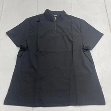 Niaahinn Black 1/4 Zip Short Sleeve Front Pocket Scrub Top Women's Size XL