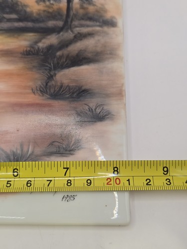 Vintage Hand Painted Sunset Lake Scene Art Tile 10.25x8.25” Signed Kay Gray 1985 - Picture 7 of 8