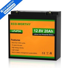 ECO-WORTHY 12V 20Ah LiFePO4 Batterie Lithium Akku BMS für Aussenborder Boot