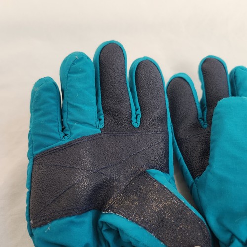 Lands End Teal Navy Ski Winter Gloves Insulated Snow Women's Medium Rubber Palm - Picture 3 of 8
