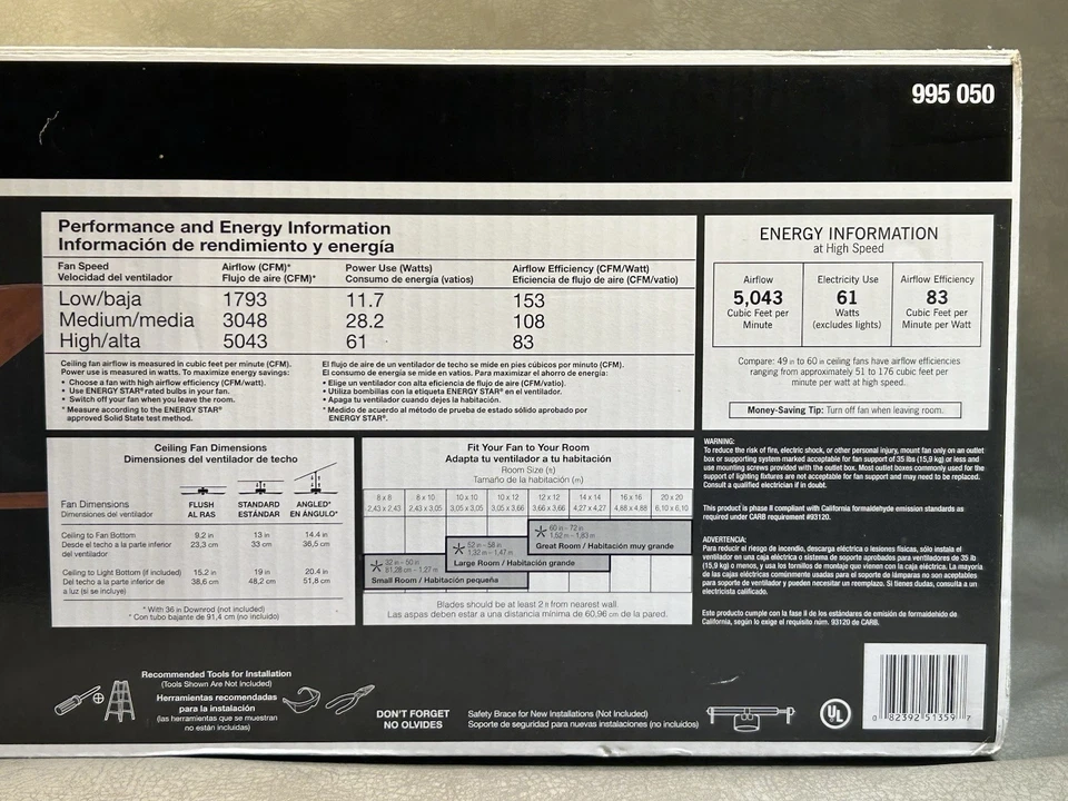 Hampton Bay Campbell 52 in. Indoor Brushed Nickel Ceiling Fan with Light New - Image 4 of 4