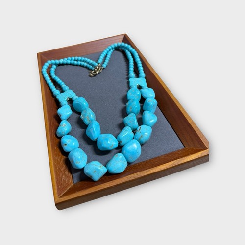 Statement Necklace Chunky Blue Dyed Howlite Beads Bohemian Costume Jewellery - Picture 4 of 4