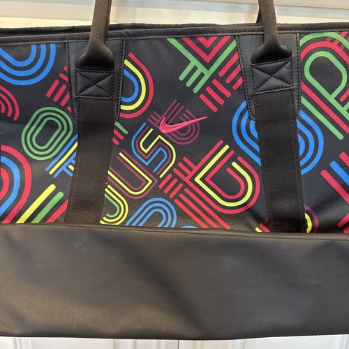 New NIKE Shoulder Tote Gym Bag BA4115 Black With Colorful Logo - Picture 7 of 22