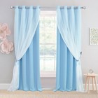 Blue Blackout Curtains 54 Inch Long, Double Layered Blue Curtains for Kids/Gi...