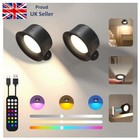 LED Wall Lamp with Rechargeable Battery Operated, 15 RGB Colors, Dimmable. 2PC