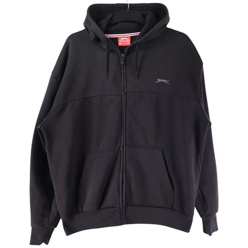 Slazenger Herren Full Zip Hoodie Gr. L Schwarz Langarm Kapuze Baumwolle