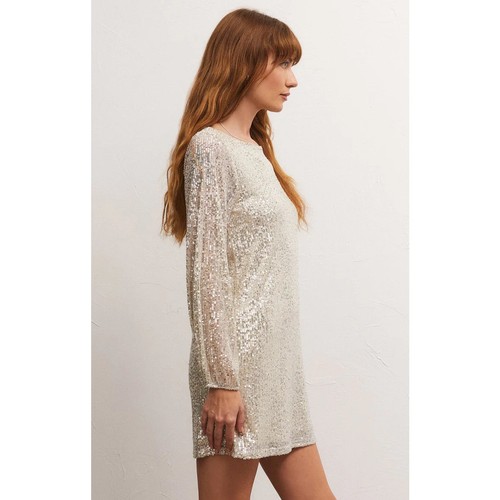 Neu mit Etikett Z Supply Andromeda Kleid Größe S Stardust creme Pailletten Mini Party Ausgehen - Bild 3 von 13