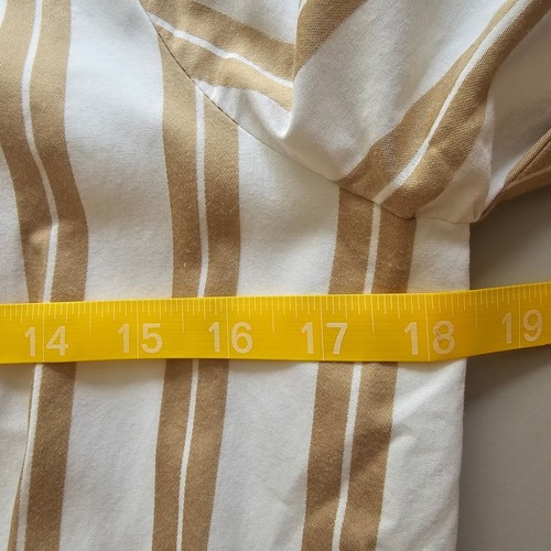 Ann Taylor Midi Wickelkleid weiß beige gestreift Puffärmel Bindeband Taille Freizeit M - Bild 5 von 8