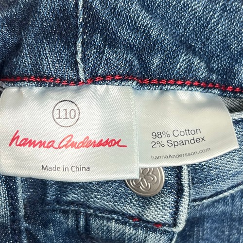 HANNA ANDERSSON Patchwork Denim Jeans Skinny Leg Medium Wash Blue Kids Size 5 - Picture 5 of 8
