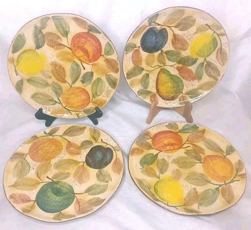 4 MODIGLIANI Handgefertigte Frutta Laccata Italienische Essteller Keramik 10,5"