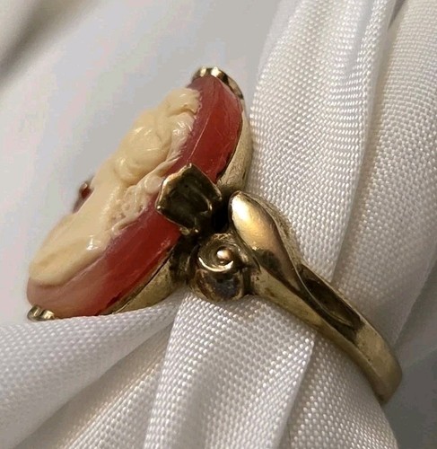 Vintage 10k Yellow Gold Filled Cameo Ring Sz 7.75 - Picture 7 of 19