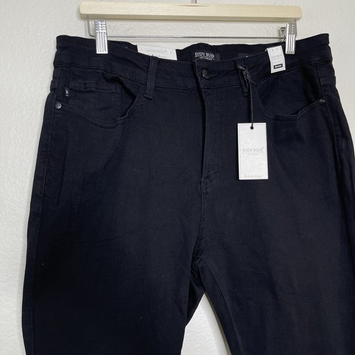 Judy Blue Skinny Jeans 18W Black Jeggings Mid Rise Stretch Solid Tummy Control - Picture 6 of 13