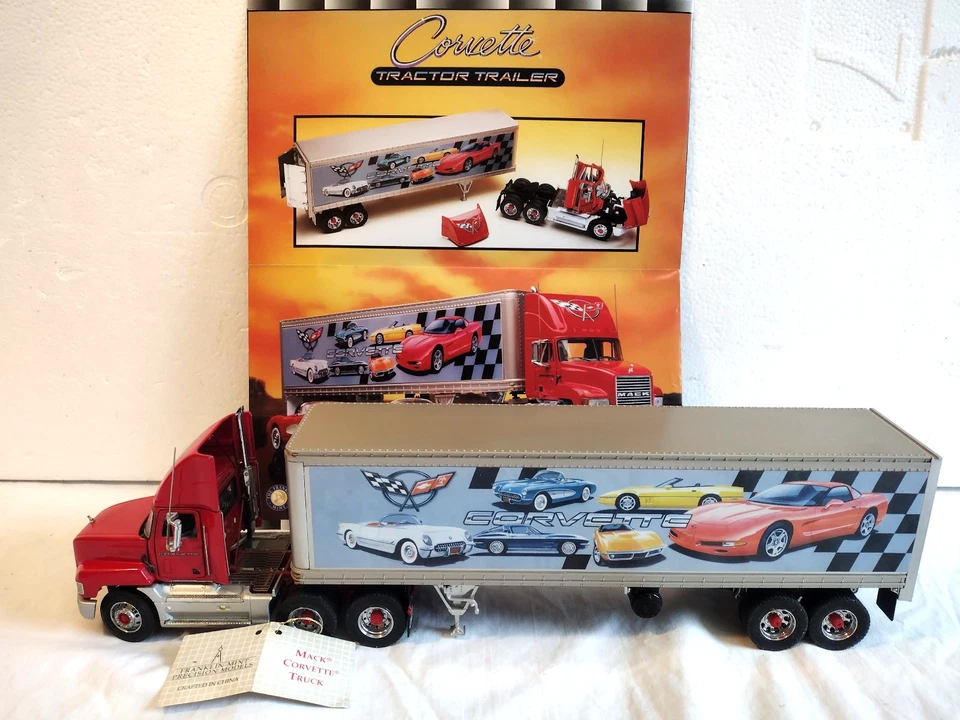 Remolque tractor Franklin Mint Mack Corvette semirremolque rojo modelo fundido a presión 1:43 Foto 2 de 4