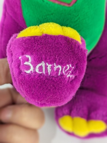 VINTAGE PLUSH BARNEY 10" SINGING I LOVE YOU PURPLE DINOSAUR WORKS GREAT Lyons Co - Picture 3 of 8